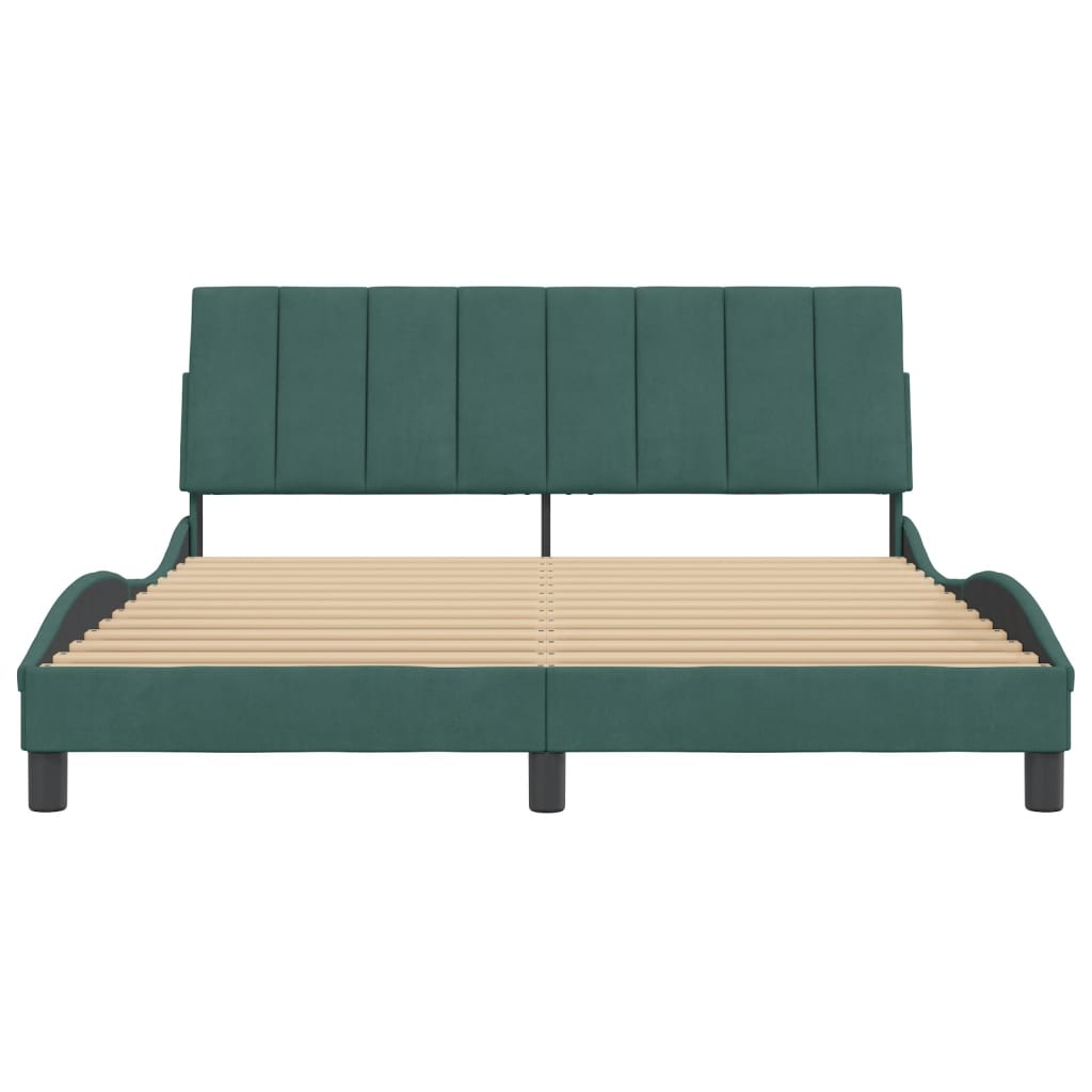 vidaXL Cadru de pat fără saltea, verde închis, 160x200 cm, catifea vidaXL Cadru de pat fără saltea, verde închis, 160x200 cm, catifea