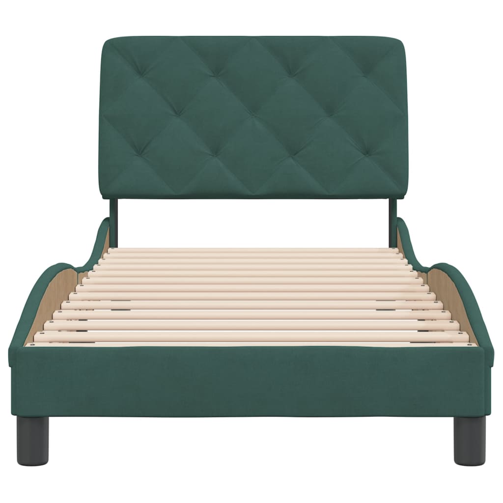 vidaXL Cadru de pat fără saltea, verde închis, 90x190 cm, catifea vidaXL Cadru de pat fără saltea, verde închis, 90x190 cm, catifea