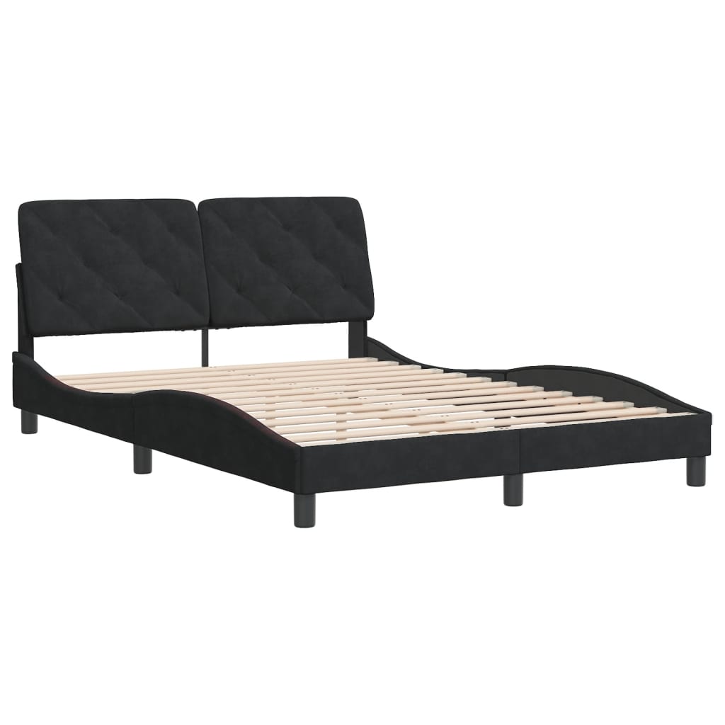 vidaXL Cadru de pat fără saltea, negru, 140x190 cm, catifea vidaXL Cadru de pat fără saltea, negru, 140x190 cm, catifea