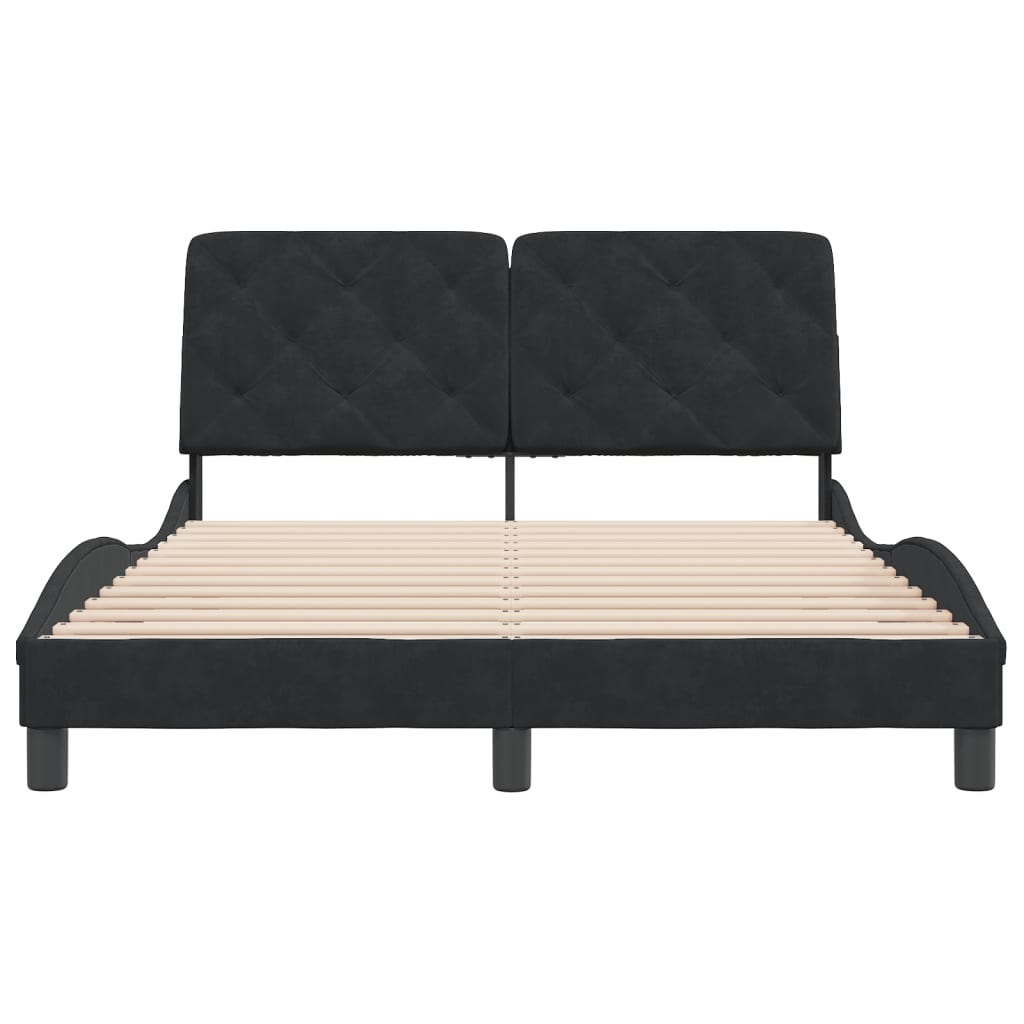 vidaXL Cadru de pat fără saltea, negru, 140x190 cm, catifea vidaXL Cadru de pat fără saltea, negru, 140x190 cm, catifea