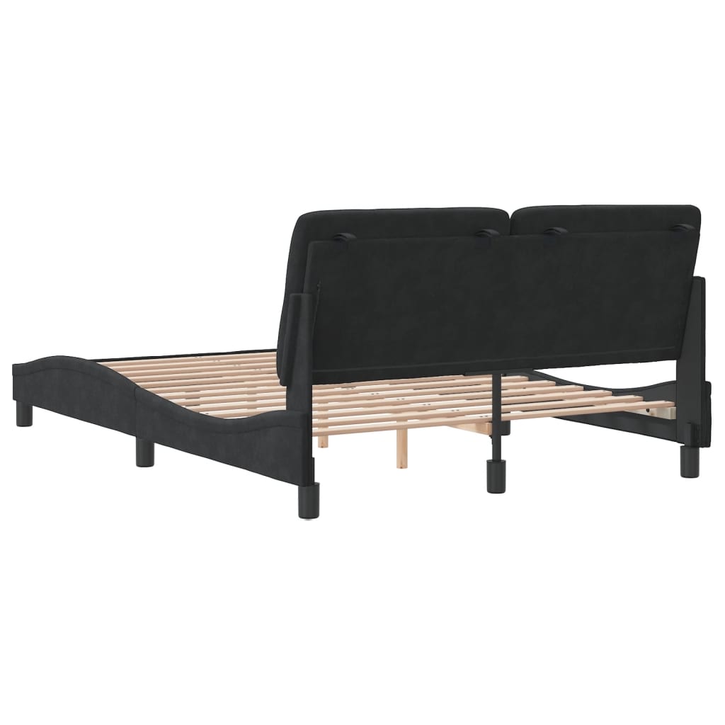 vidaXL Cadru de pat fără saltea, negru, 140x190 cm, catifea vidaXL Cadru de pat fără saltea, negru, 140x190 cm, catifea