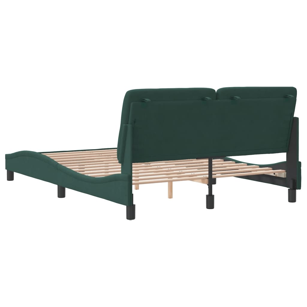 vidaXL Cadru de pat fără saltea, verde închis, 140x190 cm, catifea vidaXL Cadru de pat fără saltea, verde închis, 140x190 cm, catifea