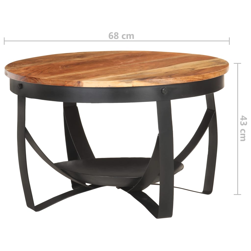 vidaXL Măsuță de cafea, Ø68 x 43 cm, lemn masiv de acacia