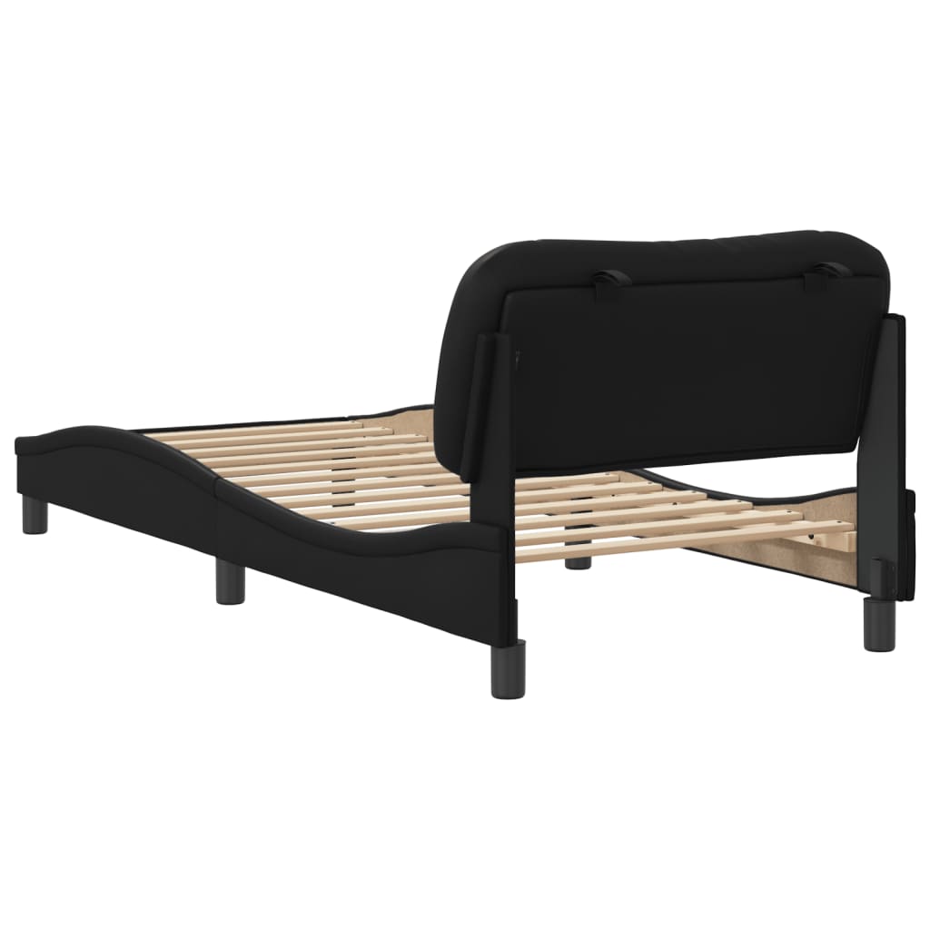 vidaXL Cadru de pat cu tăblie, negru, 80x200 cm, piele ecologică vidaXL Cadru de pat cu tăblie, negru, 80x200 cm, piele ecologică
