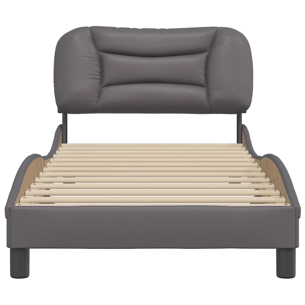 vidaXL Cadru de pat cu tăblie, gri, 80x200 cm, piele ecologică vidaXL Cadru de pat cu tăblie, gri, 80x200 cm, piele ecologică