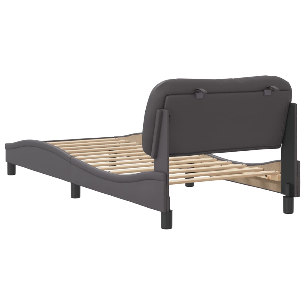 vidaXL Cadru de pat cu tăblie, gri, 80x200 cm, piele ecologică vidaXL Cadru de pat cu tăblie, gri, 80x200 cm, piele ecologică