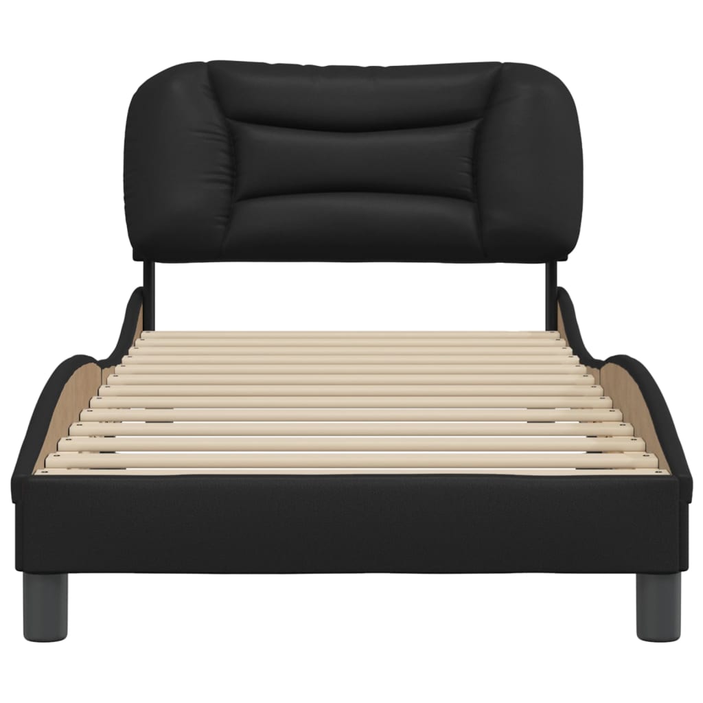 vidaXL Cadru de pat cu tăblie, negru, 90x190 cm, piele ecologică vidaXL Cadru de pat cu tăblie, negru, 90x190 cm, piele ecologică