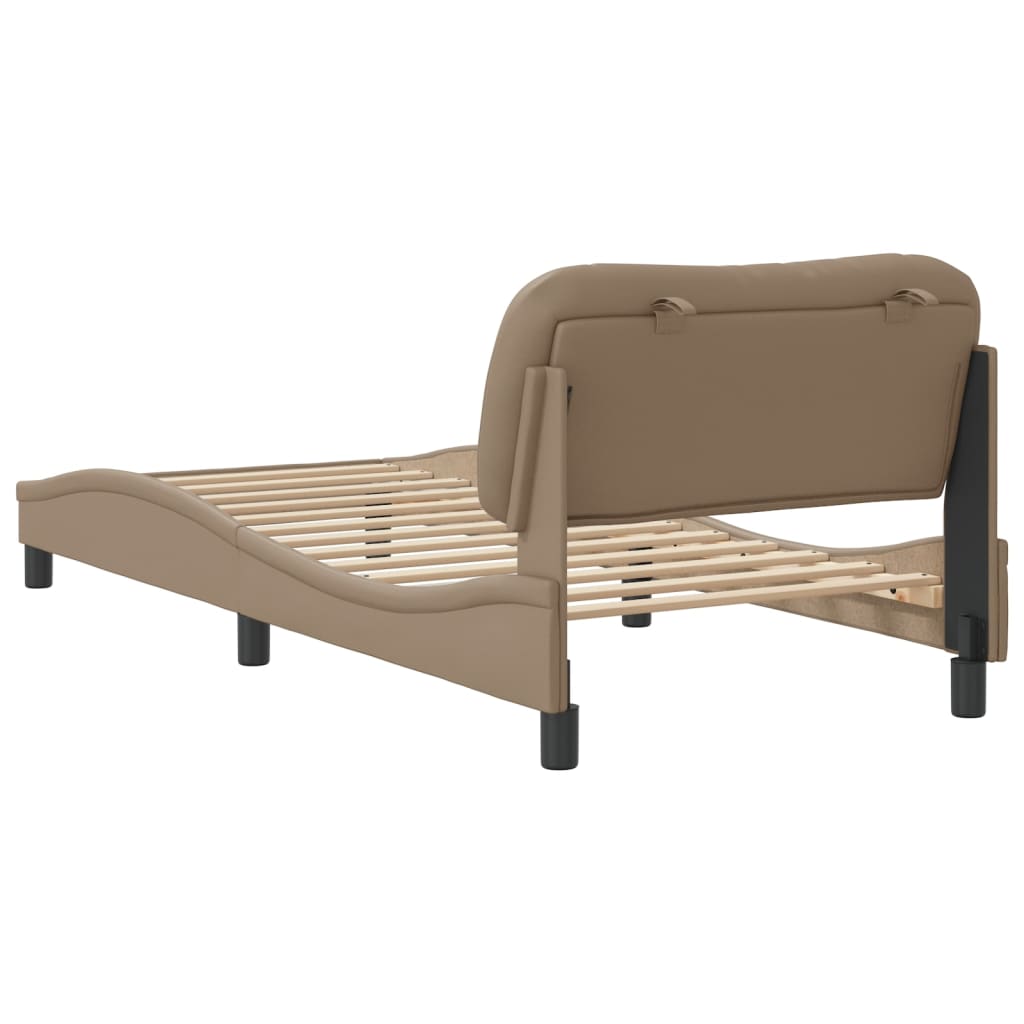 vidaXL Cadru de pat cu tăblie, cappuccino, 90x190 cm, piele ecologică vidaXL Cadru de pat cu tăblie, cappuccino, 90x190 cm, piele ecologică