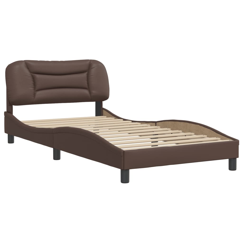 vidaXL Cadru de pat cu tăblie, maro, 100x200 cm, piele ecologică