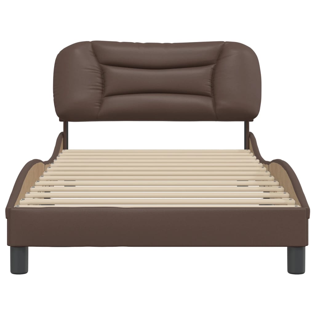 vidaXL Cadru de pat cu tăblie, maro, 100x200 cm, piele ecologică