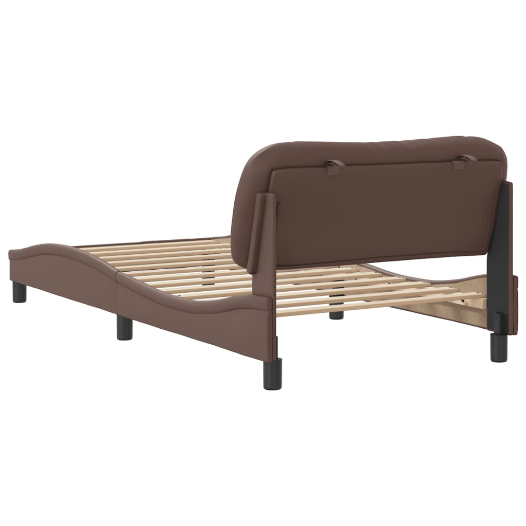 vidaXL Cadru de pat cu tăblie, maro, 100x200 cm, piele ecologică
