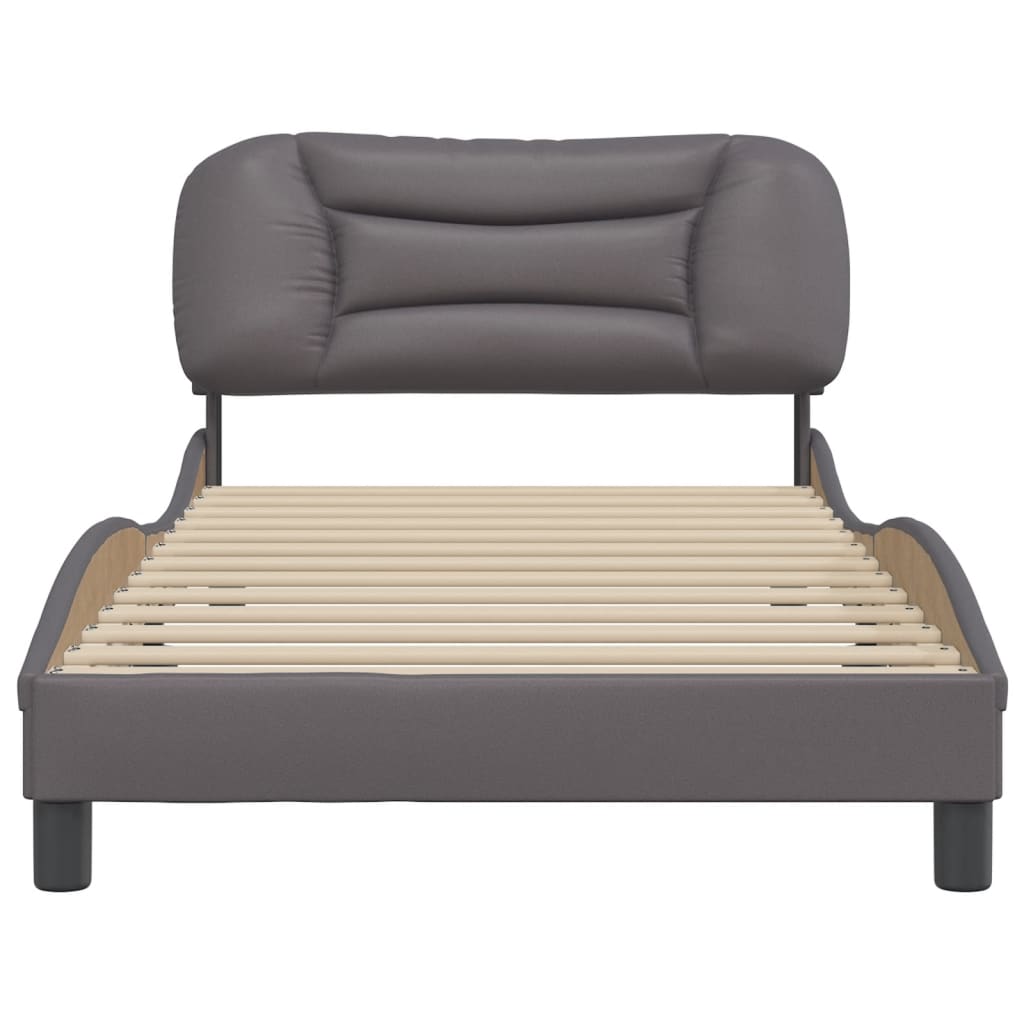 vidaXL Cadru de pat cu tăblie, gri, 100x200 cm, piele ecologică vidaXL Cadru de pat cu tăblie, gri, 100x200 cm, piele ecologică