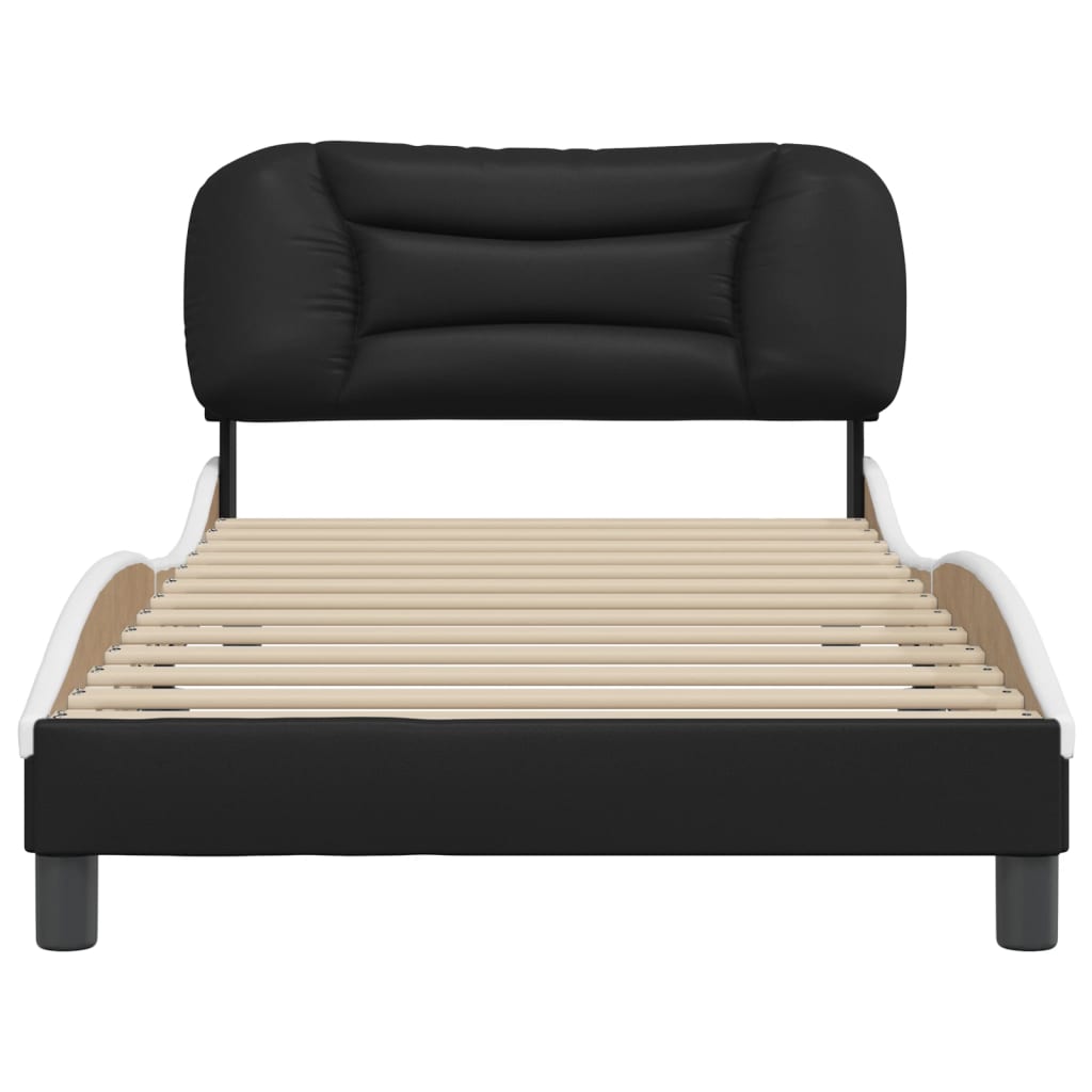 vidaXL Cadru de pat cu tăblie negru și alb 100x200cm piele artificială