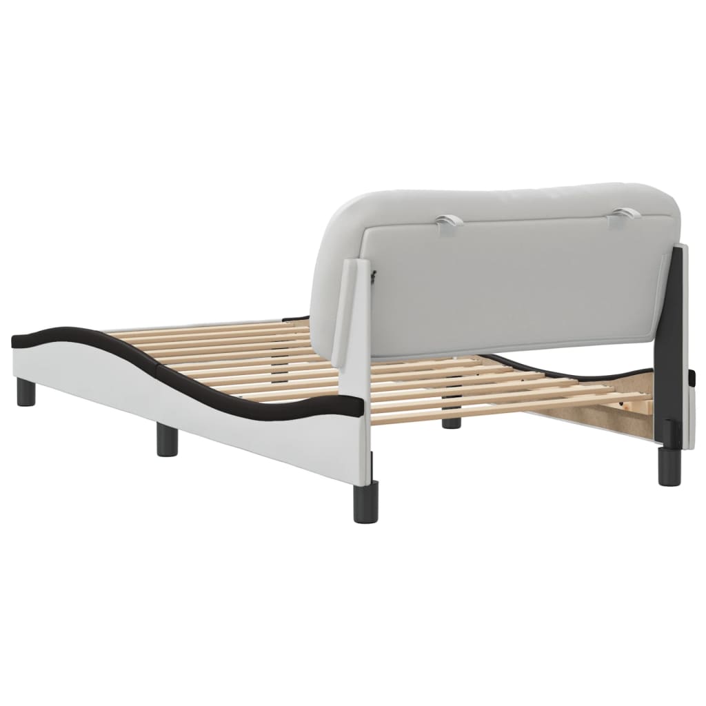 vidaXL Cadru de pat cu tăblie alb și negru 100x200cm piele artificială