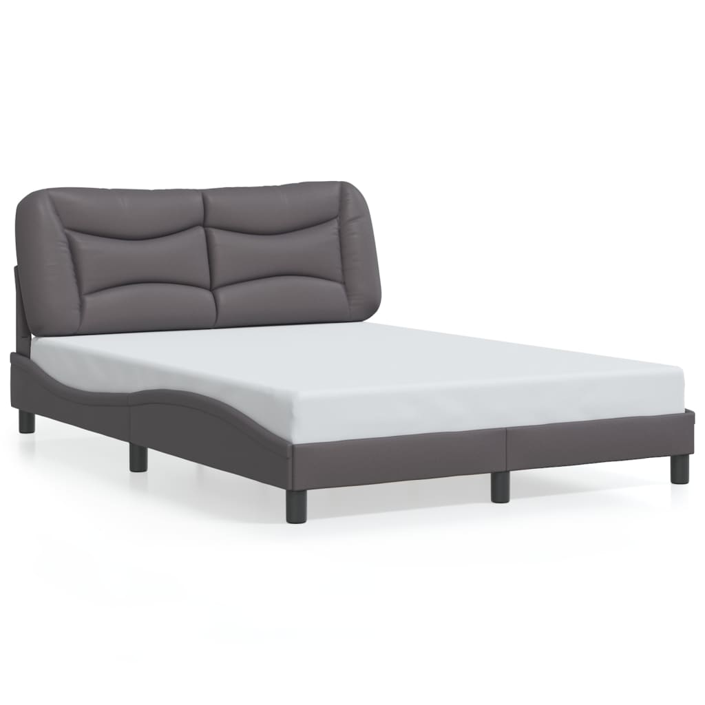 vidaXL Cadru de pat cu tăblie, gri, 120x200 cm, piele ecologică vidaXL Cadru de pat cu tăblie, gri, 120x200 cm, piele ecologică