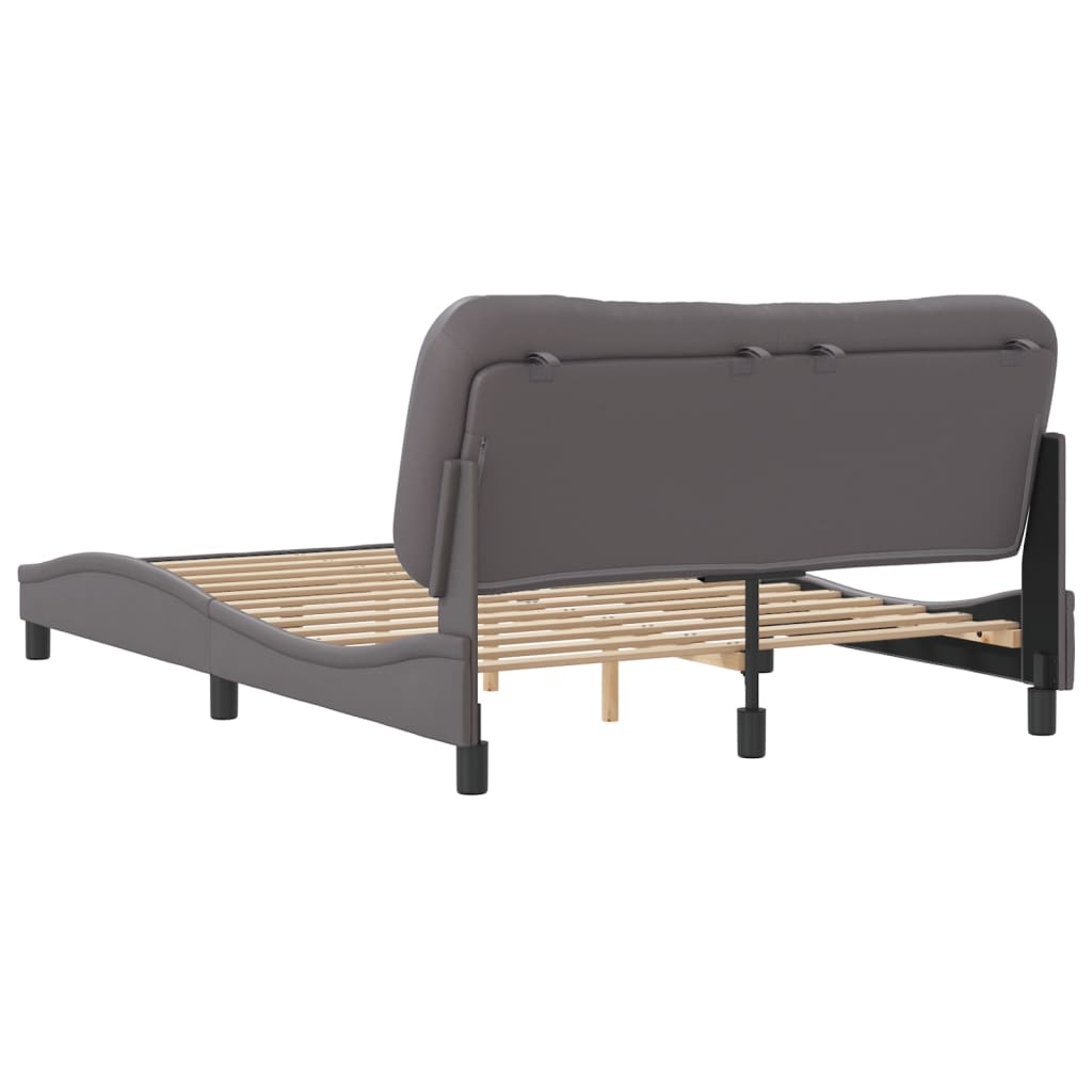 vidaXL Cadru de pat cu tăblie, gri, 120x200 cm, piele ecologică vidaXL Cadru de pat cu tăblie, gri, 120x200 cm, piele ecologică
