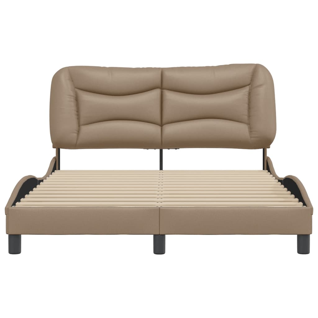 vidaXL Cadru de pat cu tăblie, cappuccino, 120x200 cm, piele ecologică vidaXL Cadru de pat cu tăblie, cappuccino, 120x200 cm, piele ecologică