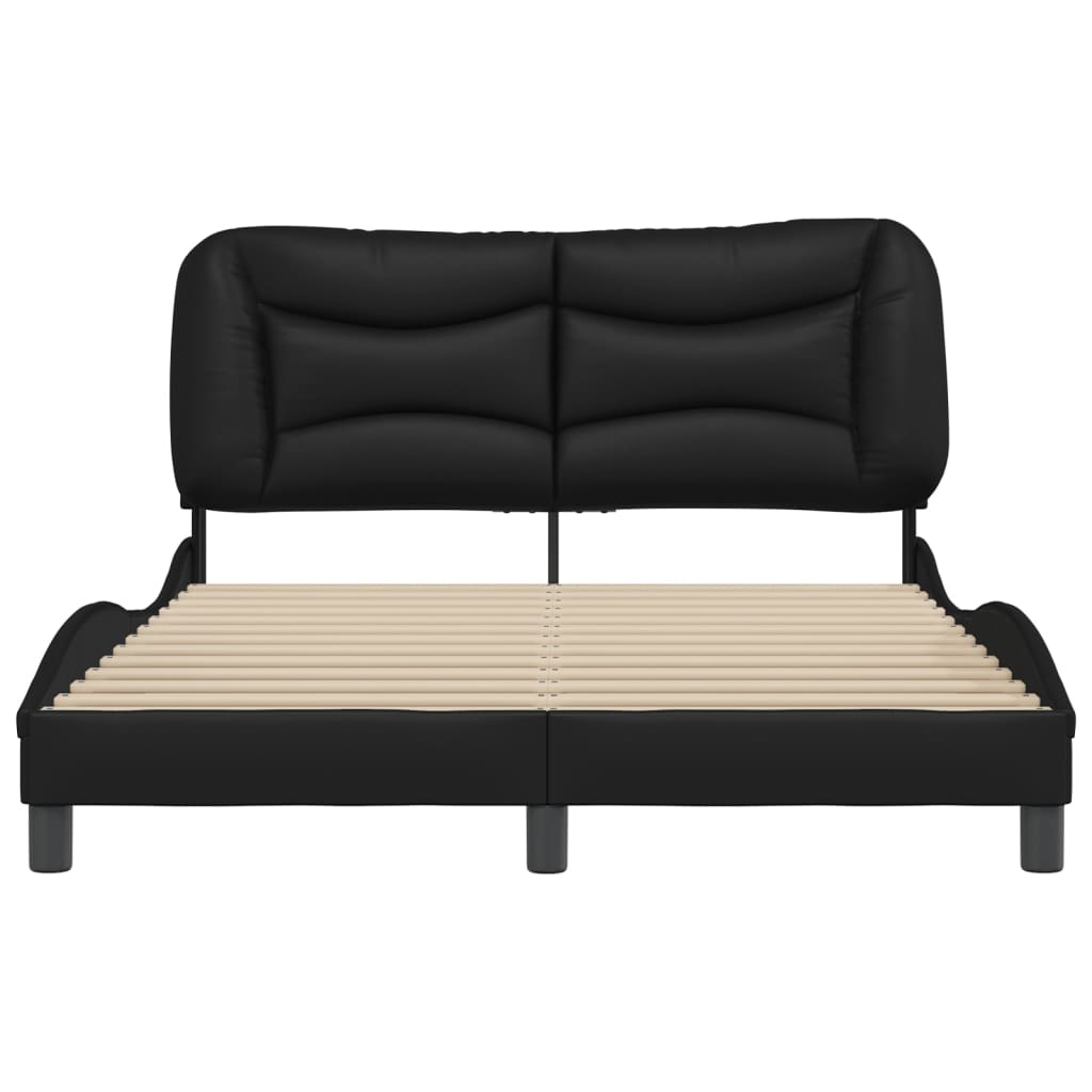 vidaXL Cadru de pat cu tăblie, negru, 140x190 cm, piele ecologică vidaXL Cadru de pat cu tăblie, negru, 140x190 cm, piele ecologică