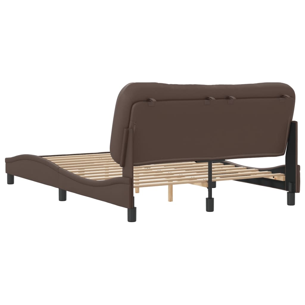 vidaXL Cadru de pat cu tăblie, maro, 140x190 cm, piele ecologică
