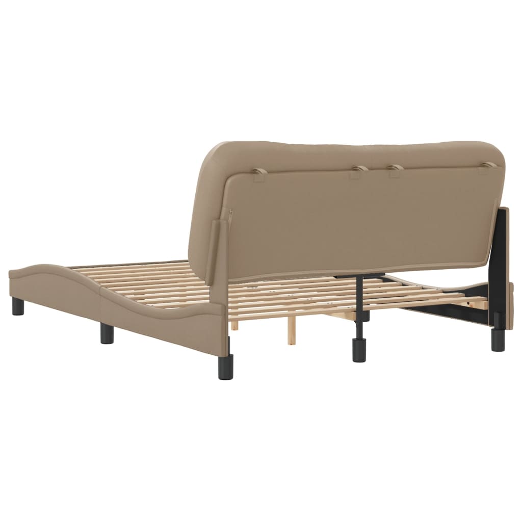 vidaXL Cadru de pat cu tăblie, cappuccino, 140x190 cm, piele ecologică vidaXL Cadru de pat cu tăblie, cappuccino, 140x190 cm, piele ecologică