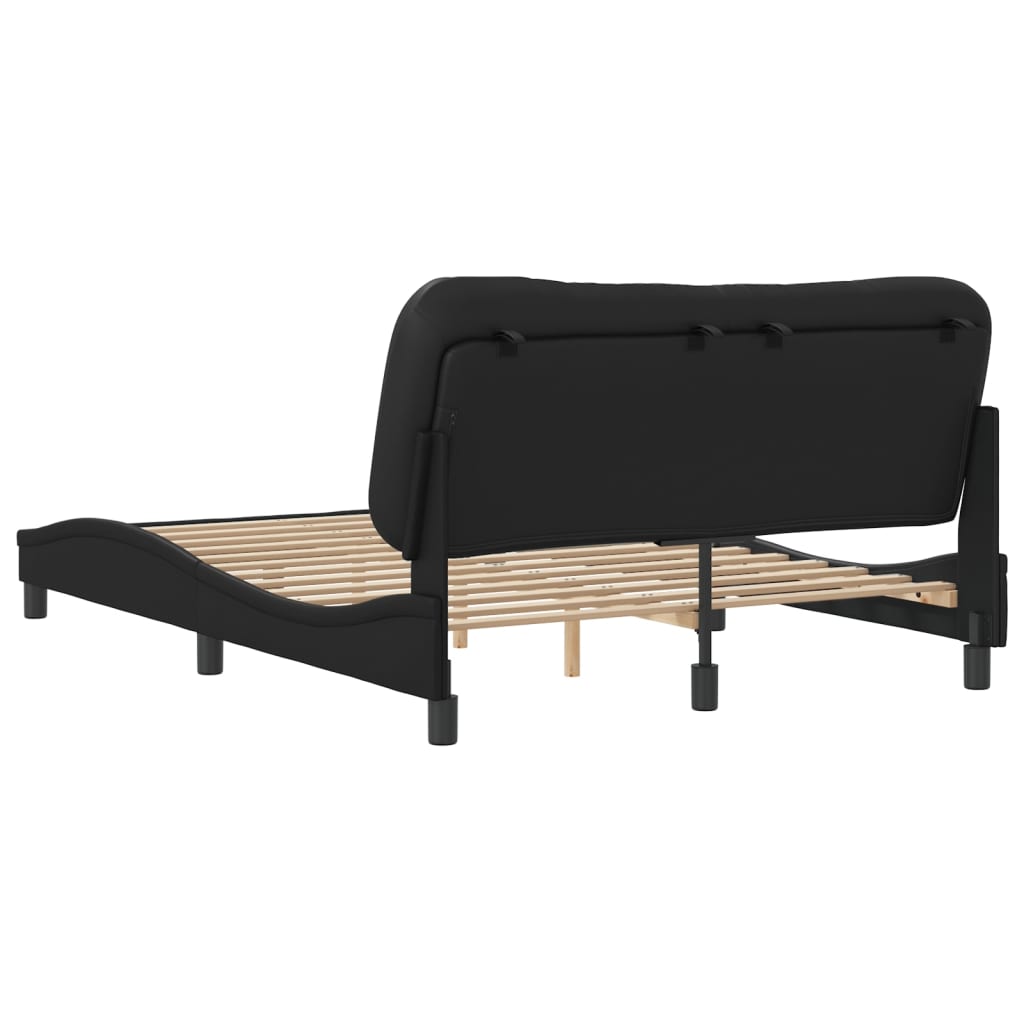 vidaXL Cadru de pat cu tăblie, negru, 140x200 cm, piele ecologică vidaXL Cadru de pat cu tăblie, negru, 140x200 cm, piele ecologică