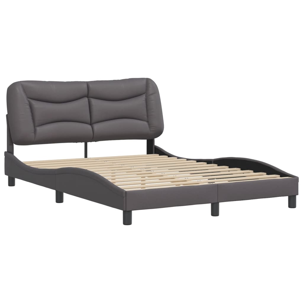 vidaXL Cadru de pat cu tăblie, gri, 140x200 cm, piele ecologică vidaXL Cadru de pat cu tăblie, gri, 140x200 cm, piele ecologică