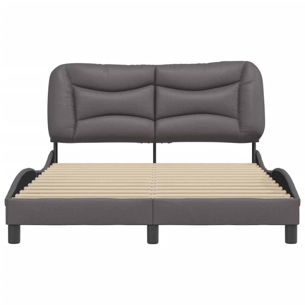 vidaXL Cadru de pat cu tăblie, gri, 140x200 cm, piele ecologică vidaXL Cadru de pat cu tăblie, gri, 140x200 cm, piele ecologică
