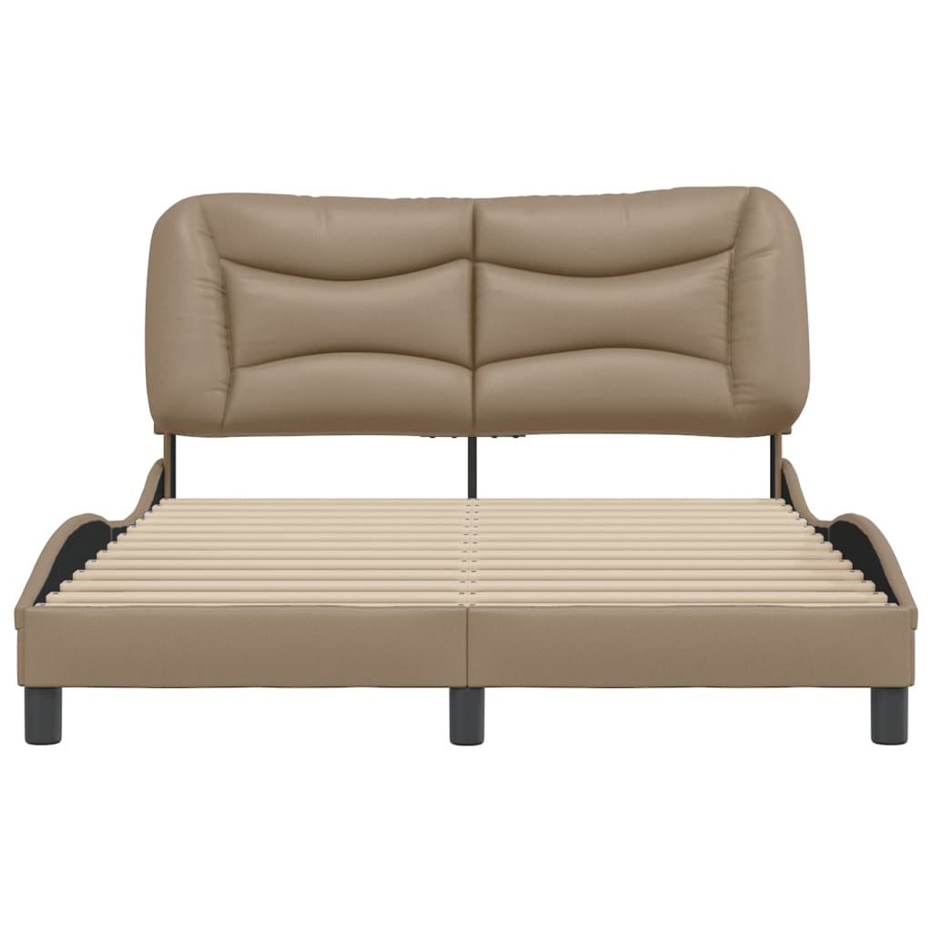 vidaXL Cadru de pat cu tăblie, cappuccino, 140x200 cm, piele ecologică vidaXL Cadru de pat cu tăblie, cappuccino, 140x200 cm, piele ecologică