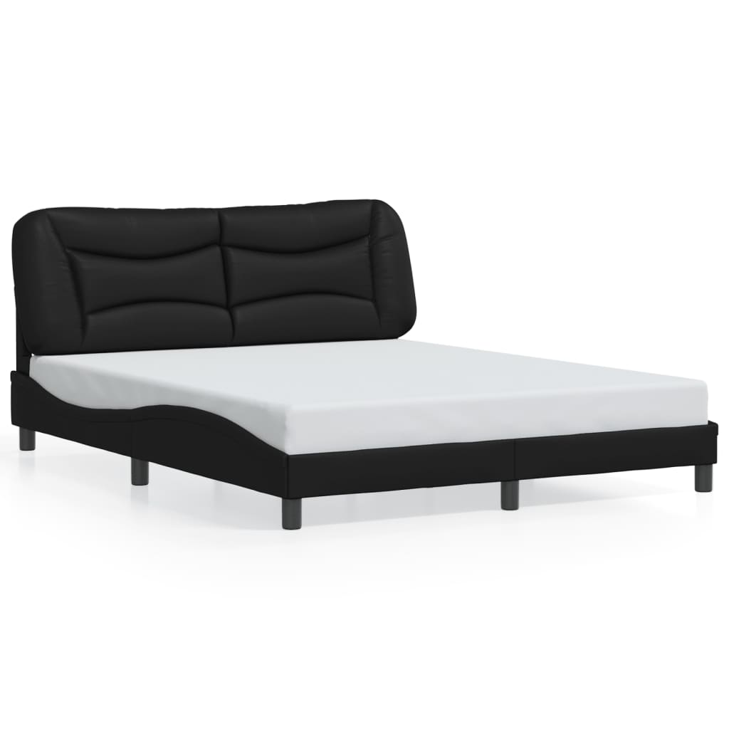vidaXL Cadru de pat cu tăblie, negru, 160x200 cm, piele ecologică vidaXL Cadru de pat cu tăblie, negru, 160x200 cm, piele ecologică