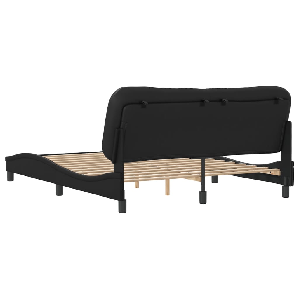 vidaXL Cadru de pat cu tăblie, negru, 160x200 cm, piele ecologică vidaXL Cadru de pat cu tăblie, negru, 160x200 cm, piele ecologică