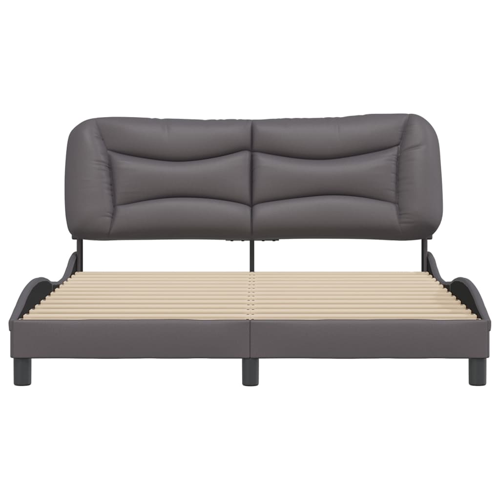 vidaXL Cadru de pat cu tăblie, gri, 160x200 cm, piele ecologică vidaXL Cadru de pat cu tăblie, gri, 160x200 cm, piele ecologică