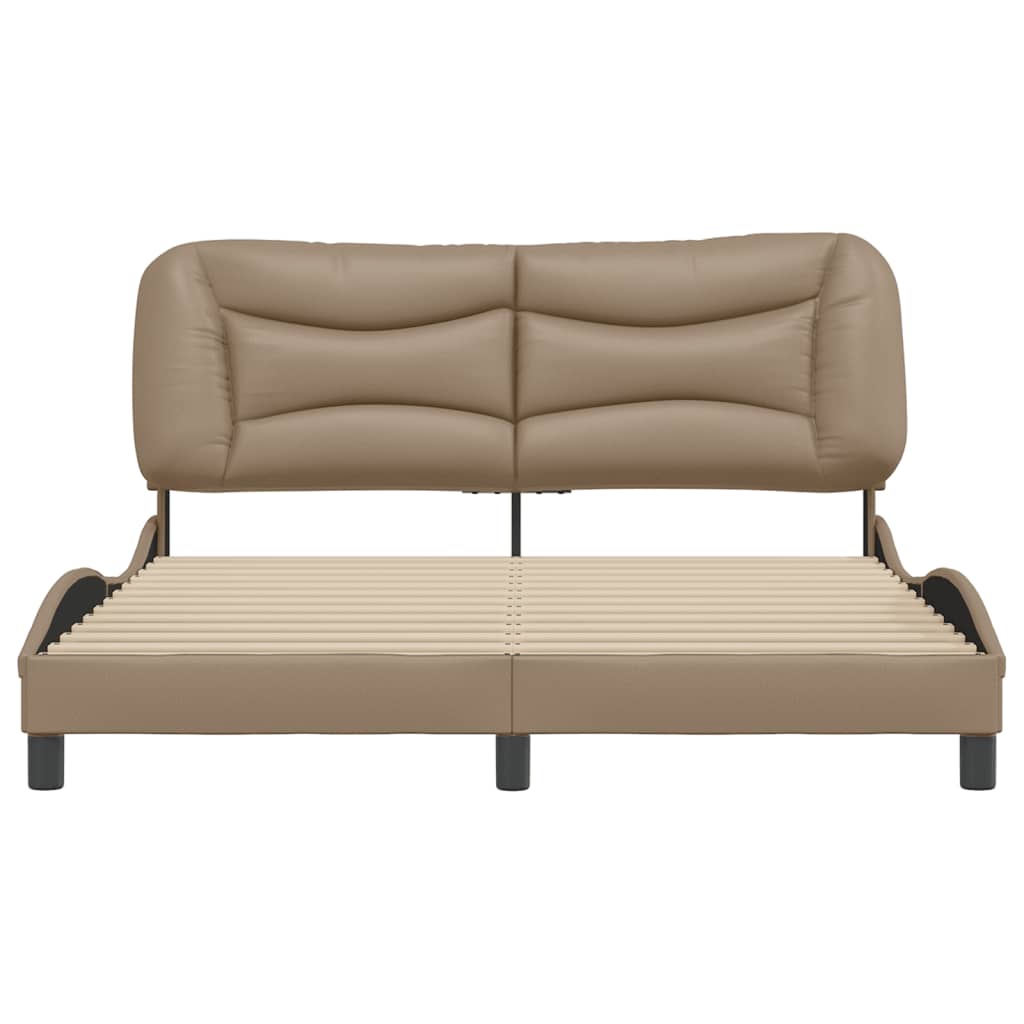 vidaXL Cadru de pat cu tăblie, cappuccino, 160x200 cm, piele ecologică vidaXL Cadru de pat cu tăblie, cappuccino, 160x200 cm, piele ecologică