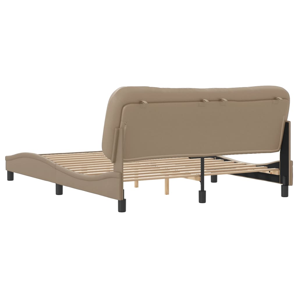 vidaXL Cadru de pat cu tăblie, cappuccino, 160x200 cm, piele ecologică vidaXL Cadru de pat cu tăblie, cappuccino, 160x200 cm, piele ecologică