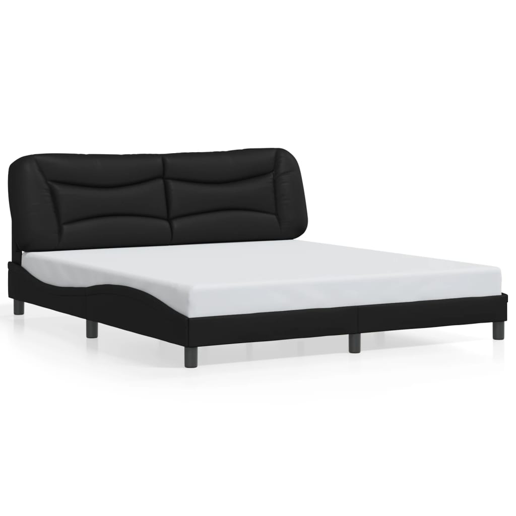 vidaXL Cadru de pat cu tăblie, negru, 180x200 cm, piele ecologică vidaXL Cadru de pat cu tăblie, negru, 180x200 cm, piele ecologică