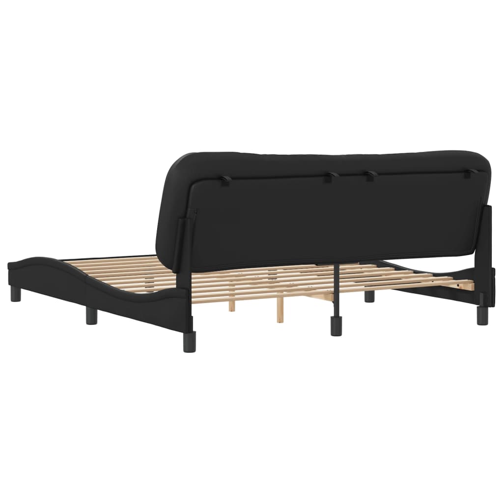 vidaXL Cadru de pat cu tăblie, negru, 180x200 cm, piele ecologică vidaXL Cadru de pat cu tăblie, negru, 180x200 cm, piele ecologică