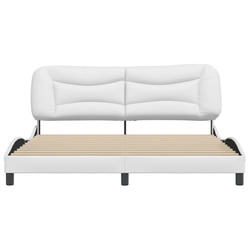 vidaXL Cadru de pat cu tăblie, alb, 180x200 cm, piele ecologică vidaXL Cadru de pat cu tăblie, alb, 180x200 cm, piele ecologică