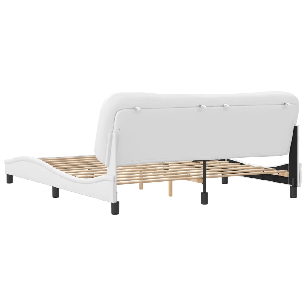 vidaXL Cadru de pat cu tăblie, alb, 180x200 cm, piele ecologică vidaXL Cadru de pat cu tăblie, alb, 180x200 cm, piele ecologică