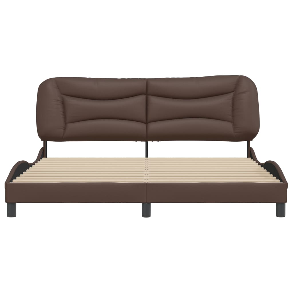 vidaXL Cadru de pat cu tăblie, maro, 180x200 cm, piele ecologică vidaXL Cadru de pat cu tăblie, maro, 180x200 cm, piele ecologică