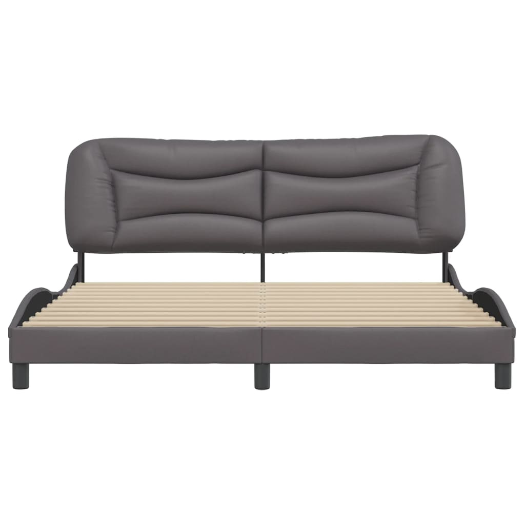 vidaXL Cadru de pat cu tăblie, gri, 180x200 cm, piele ecologică vidaXL Cadru de pat cu tăblie, gri, 180x200 cm, piele ecologică