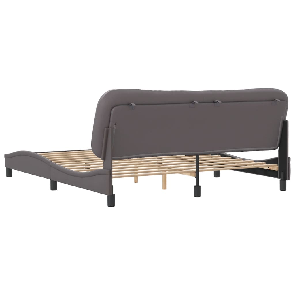 vidaXL Cadru de pat cu tăblie, gri, 180x200 cm, piele ecologică vidaXL Cadru de pat cu tăblie, gri, 180x200 cm, piele ecologică