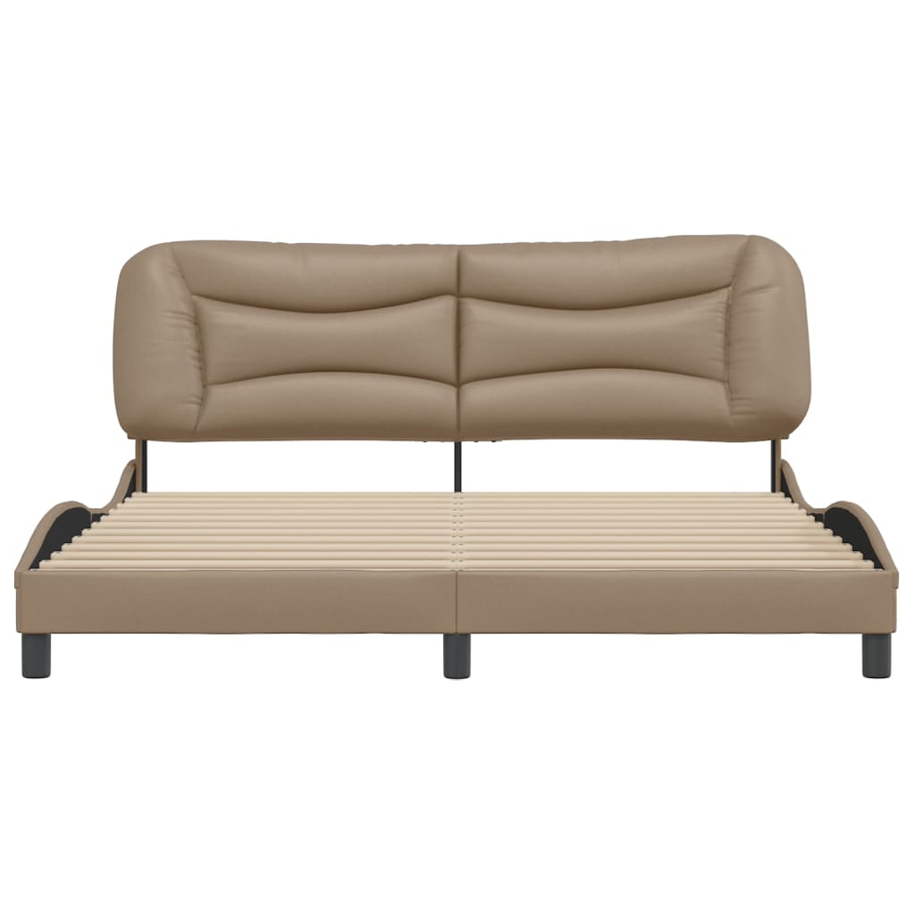 vidaXL Cadru de pat cu tăblie, cappuccino, 180x200 cm, piele ecologică