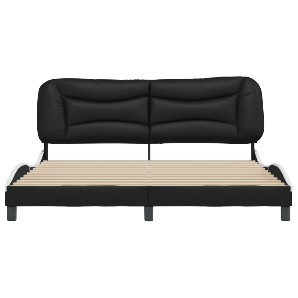vidaXL Cadru de pat cu tăblie negru și alb 180x200cm piele artificială