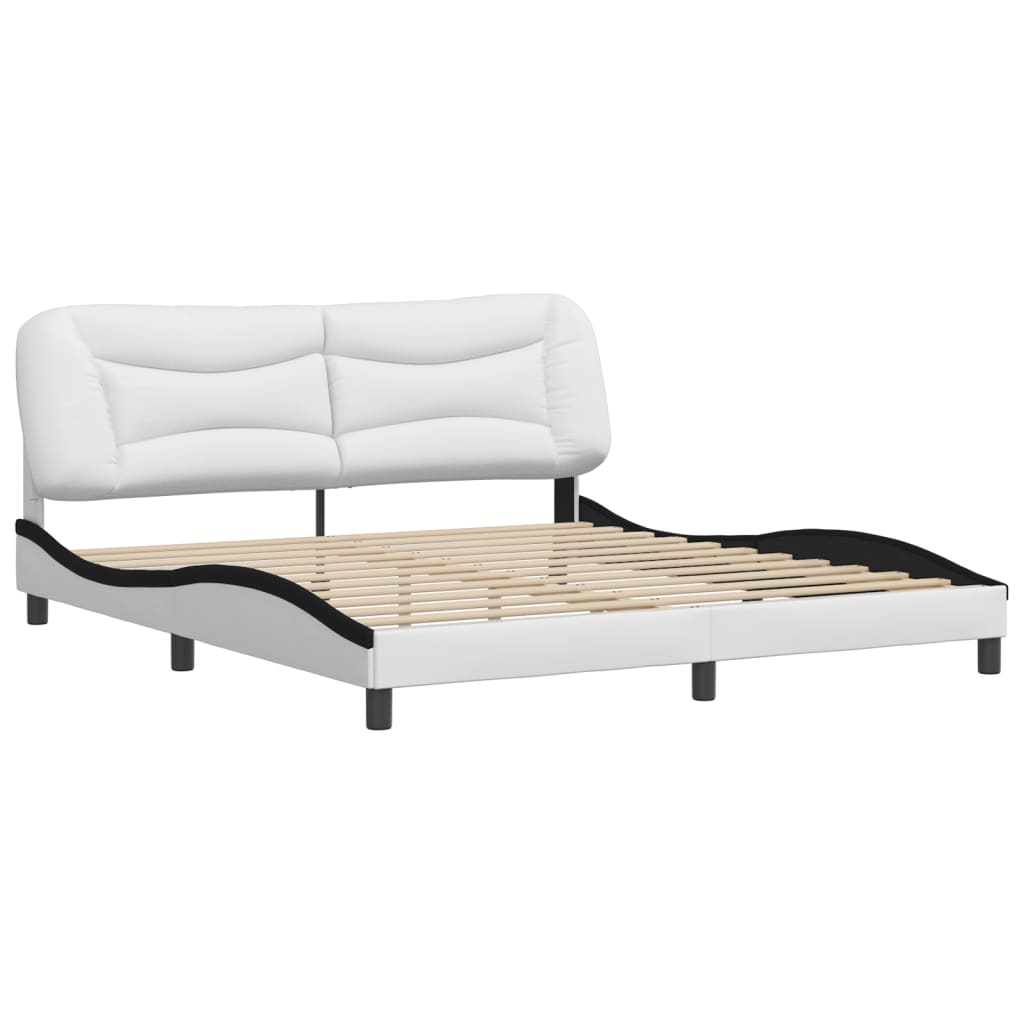 vidaXL Cadru de pat cu tăblie alb și negru 180x200cm piele artificială