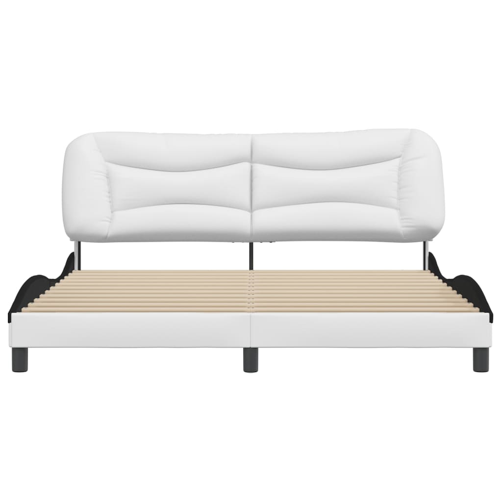 vidaXL Cadru de pat cu tăblie alb și negru 180x200cm piele artificială