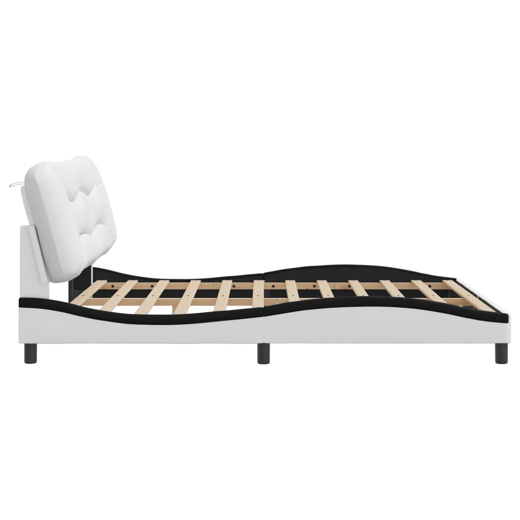 vidaXL Cadru de pat cu tăblie alb și negru 180x200cm piele artificială