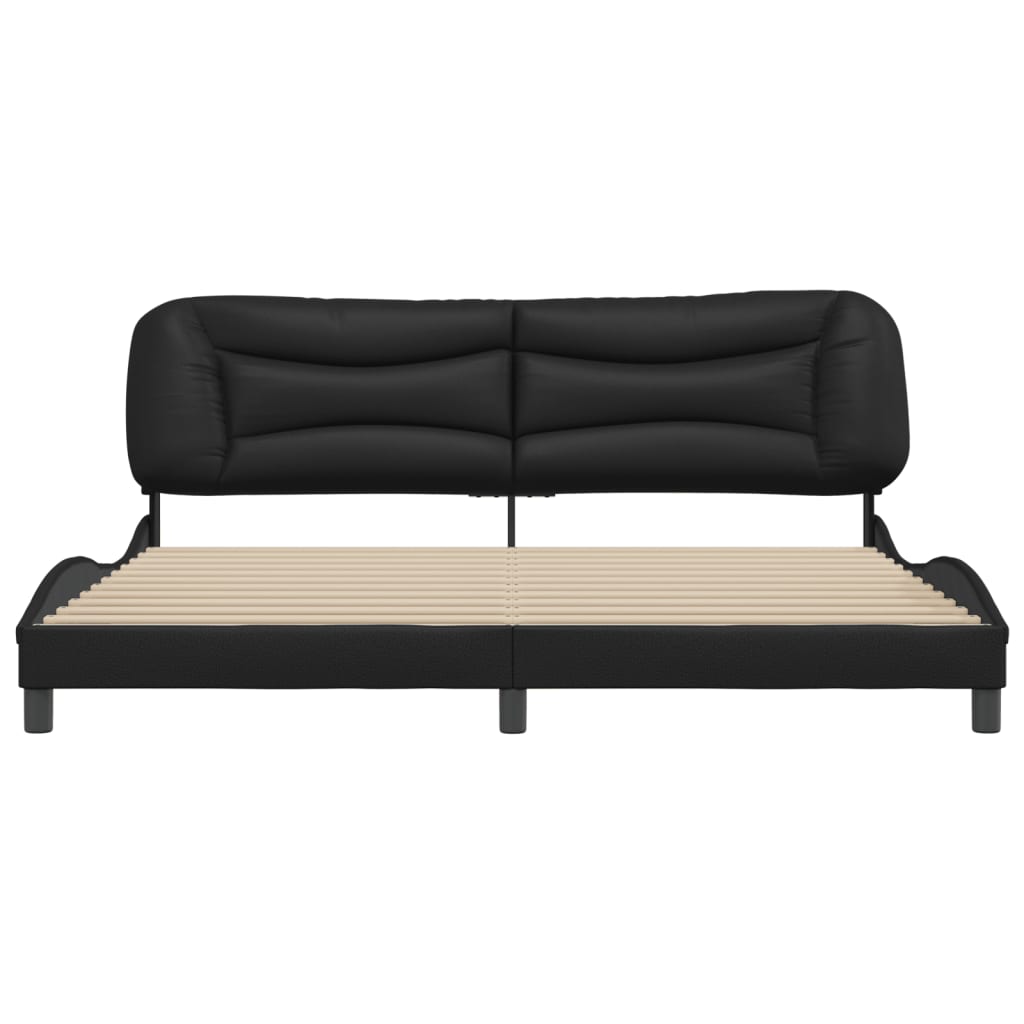 vidaXL Cadru de pat cu tăblie, negru, 200x200 cm, piele ecologică vidaXL Cadru de pat cu tăblie, negru, 200x200 cm, piele ecologică
