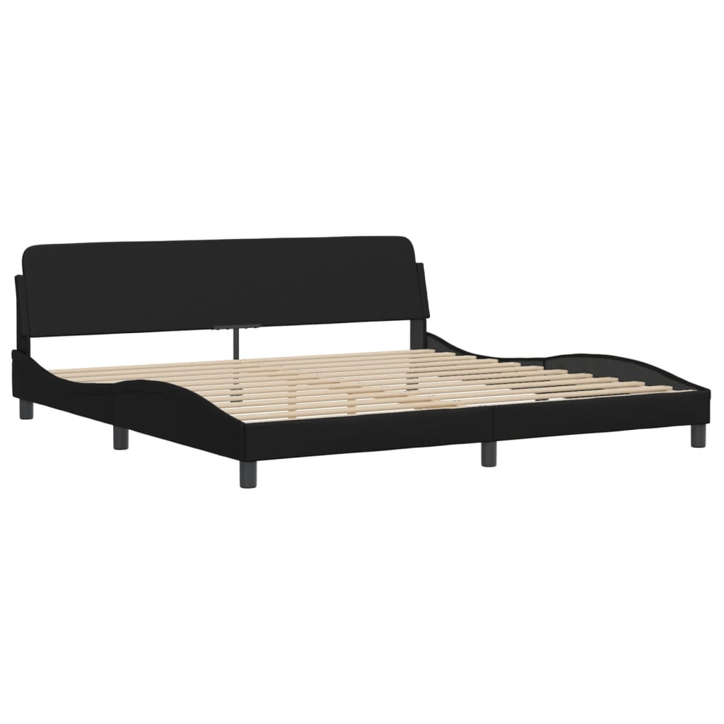 vidaXL Cadru de pat cu tăblie, negru, 200x200 cm, piele ecologică vidaXL Cadru de pat cu tăblie, negru, 200x200 cm, piele ecologică