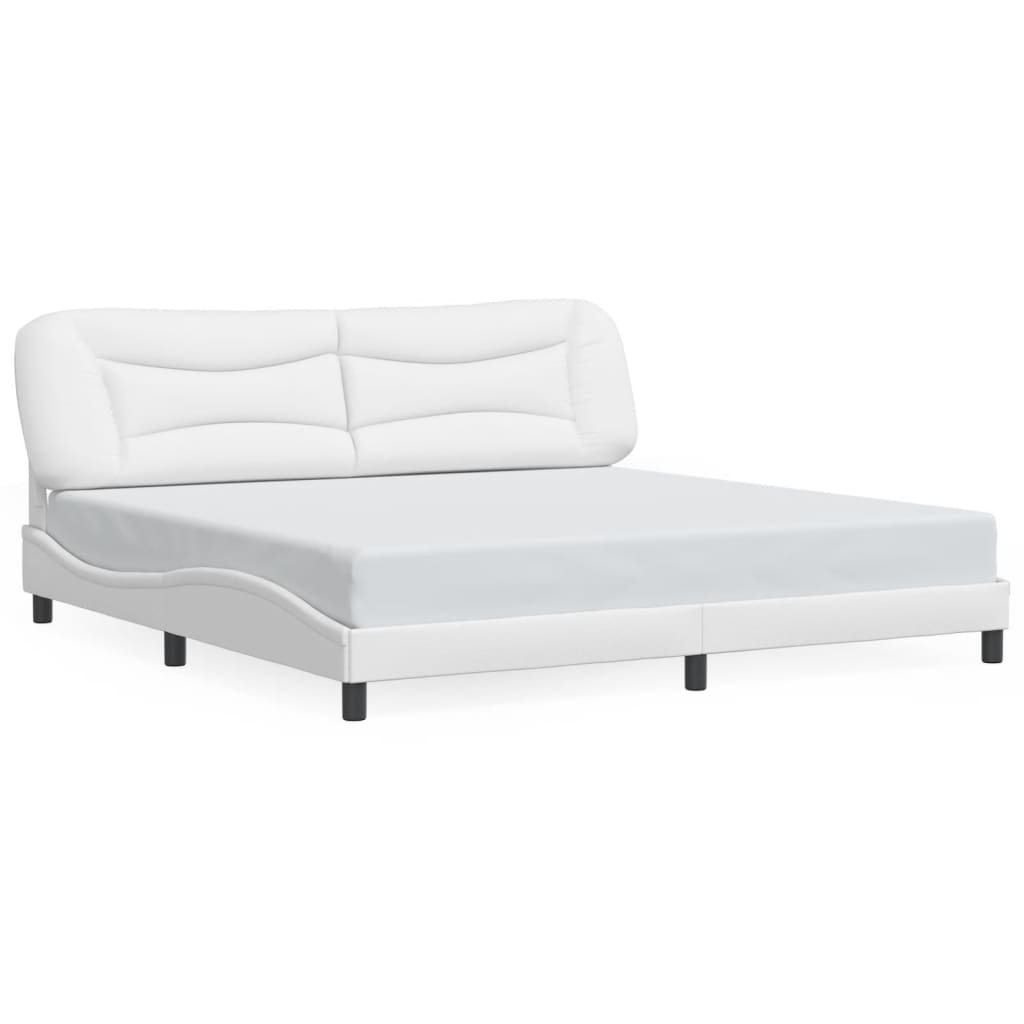 vidaXL Cadru de pat cu tăblie, alb, 200x200 cm, piele ecologică