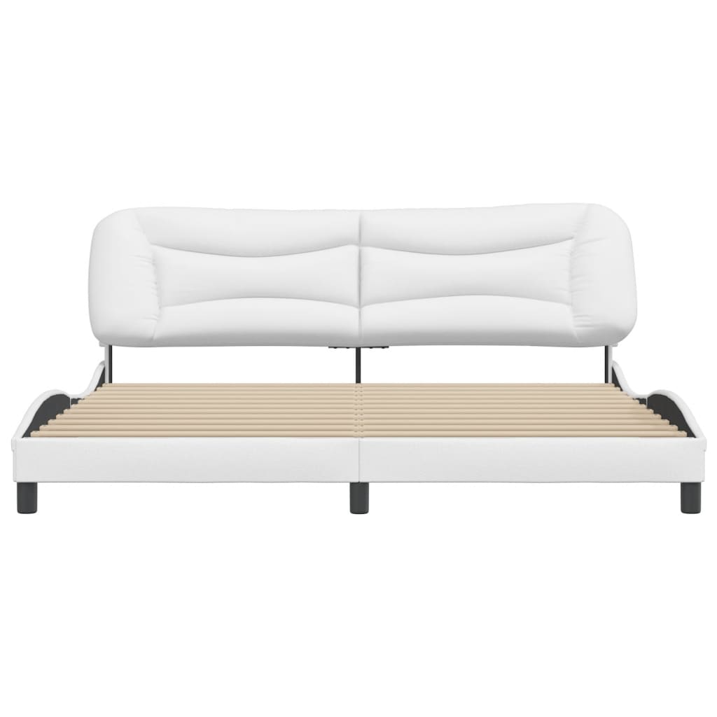 vidaXL Cadru de pat cu tăblie, alb, 200x200 cm, piele ecologică