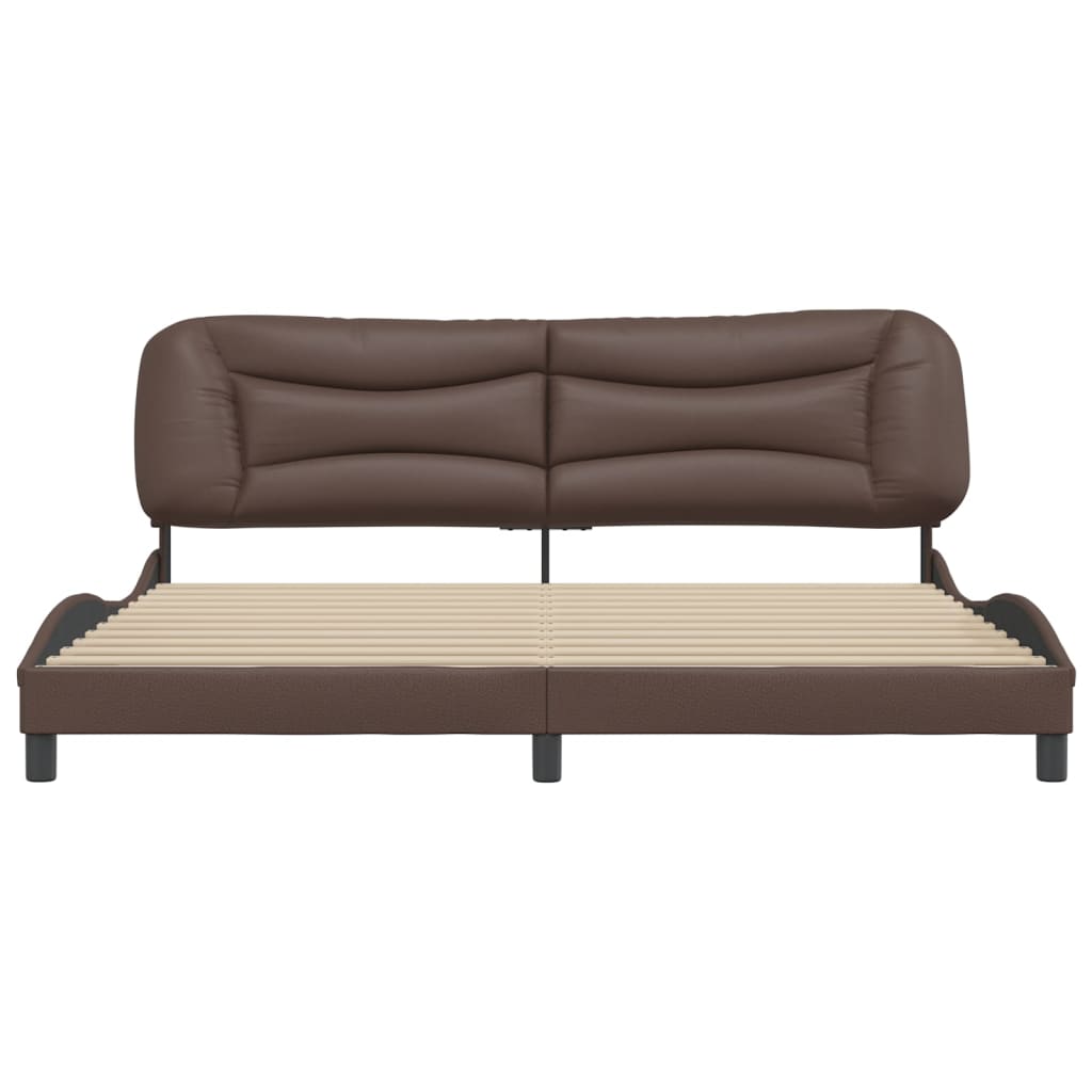 vidaXL Cadru de pat cu tăblie, maro, 200x200 cm, piele ecologică